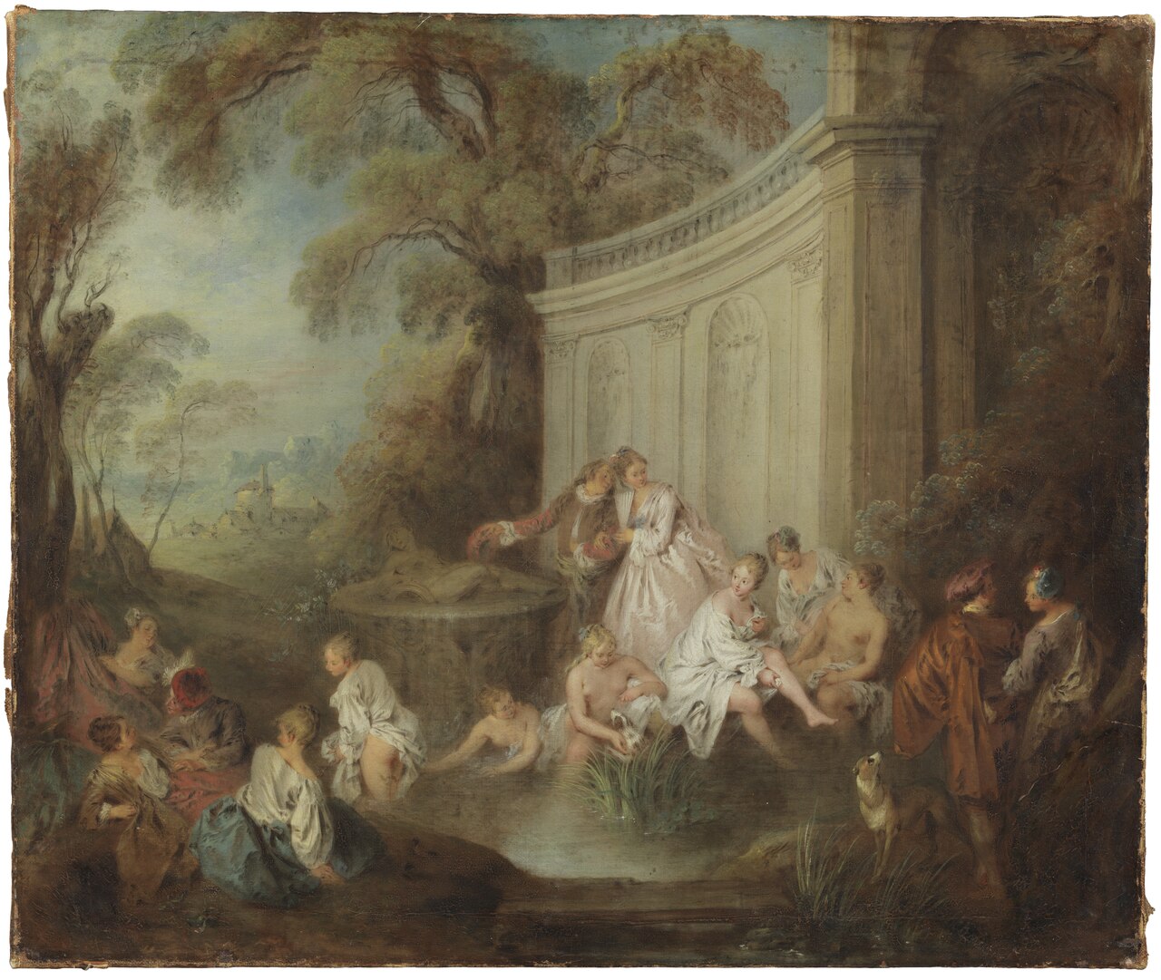 A Company Bather in a Park by Jean-Baptiste Pater