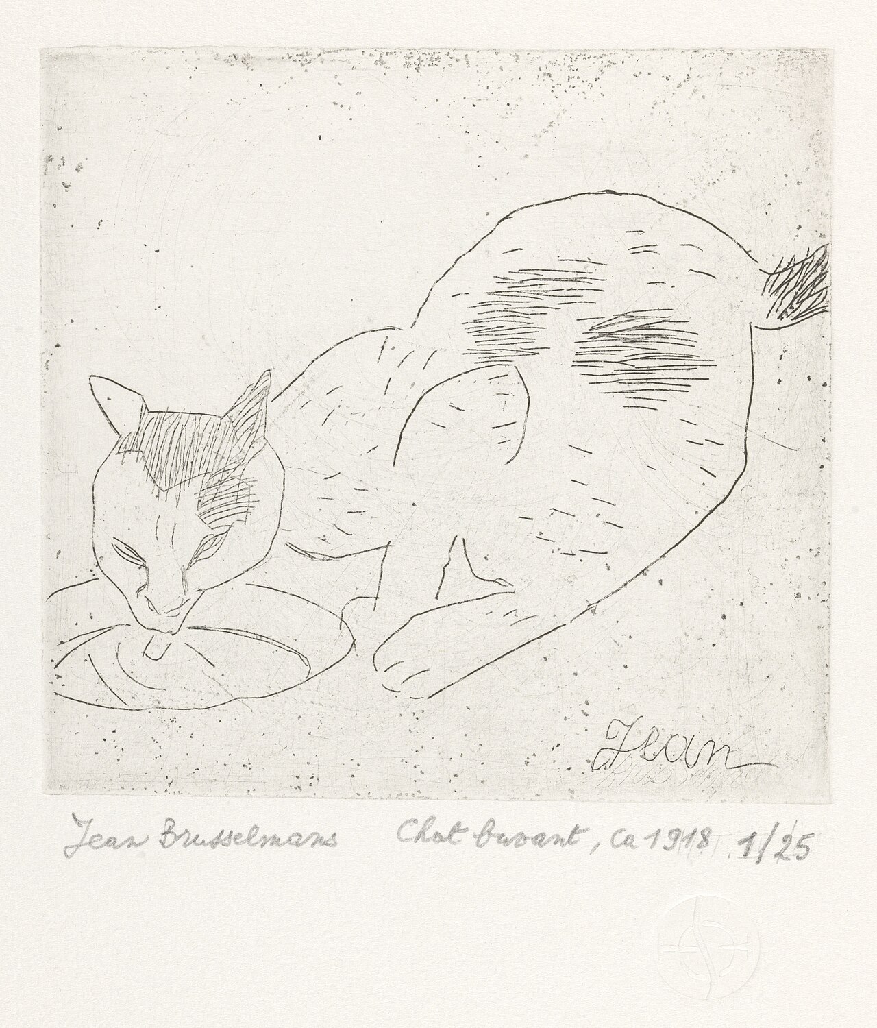 Cat drinking by Jean Brusselmans
