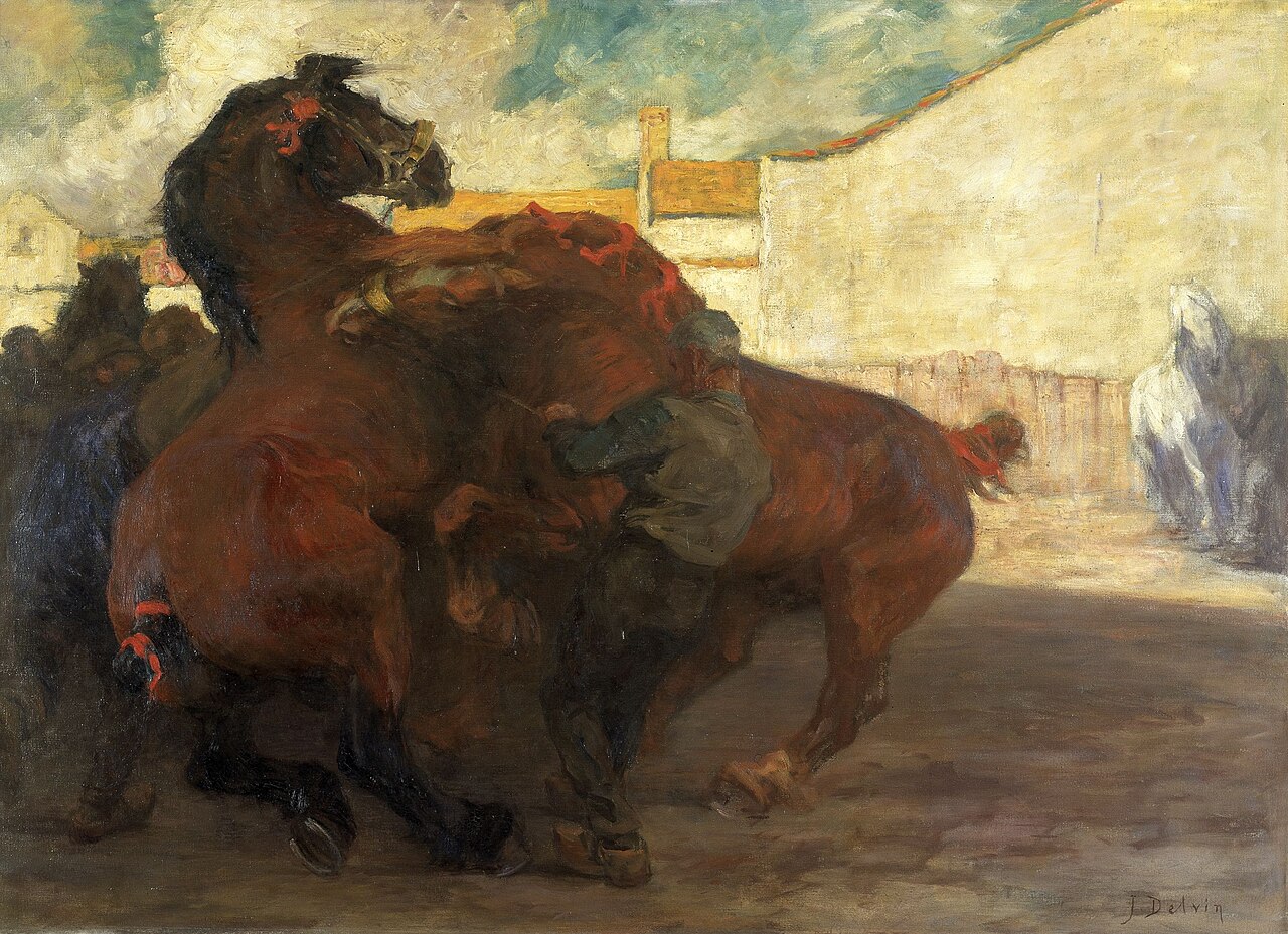 Horse Fight by Jean Delvin