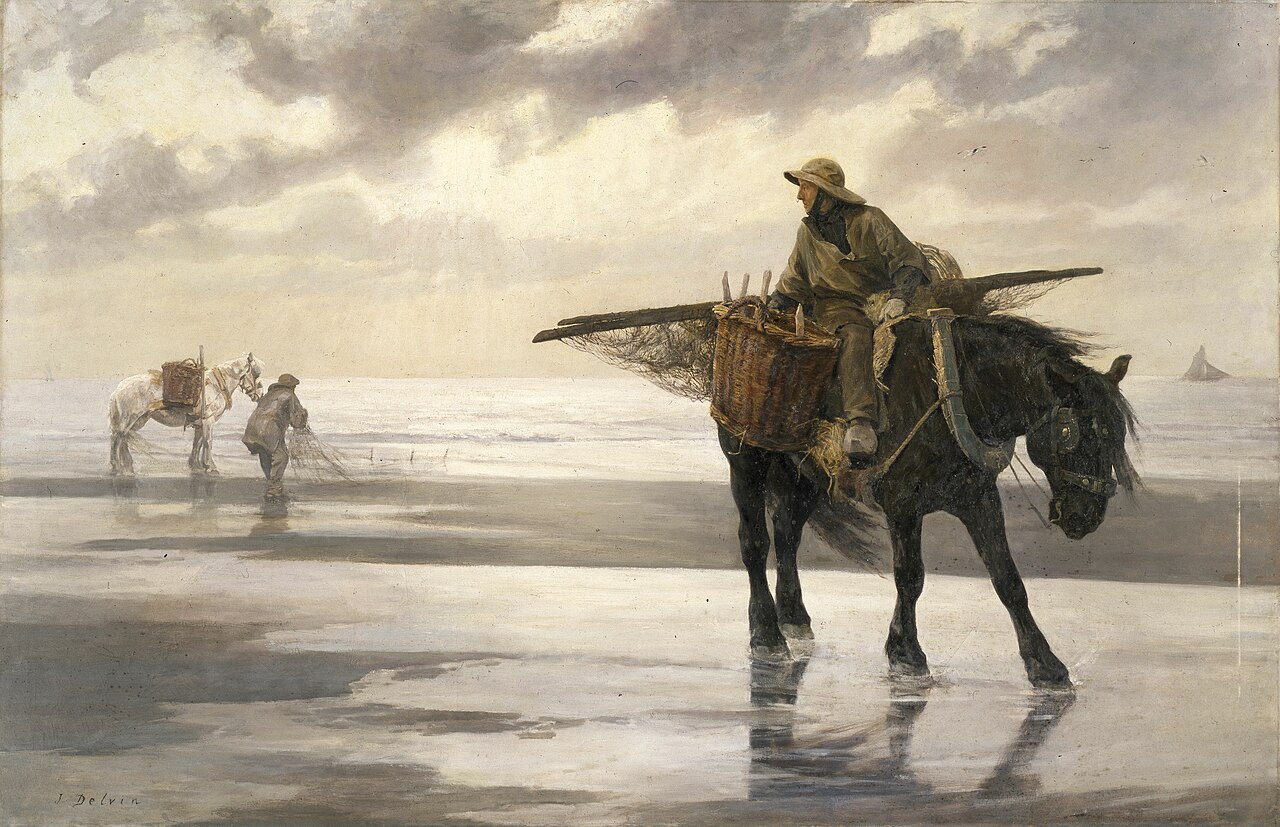 Shrimpers at Nieuwpoort by Jean Delvin