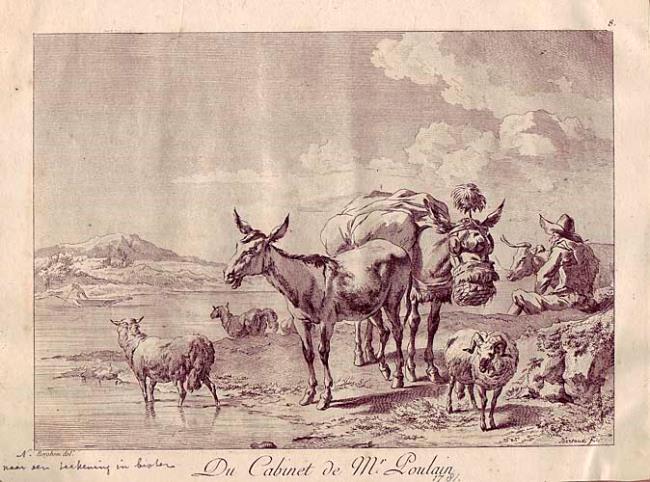 Shepherd with Cattle and Mules by Jean Duplessis-Bertaux