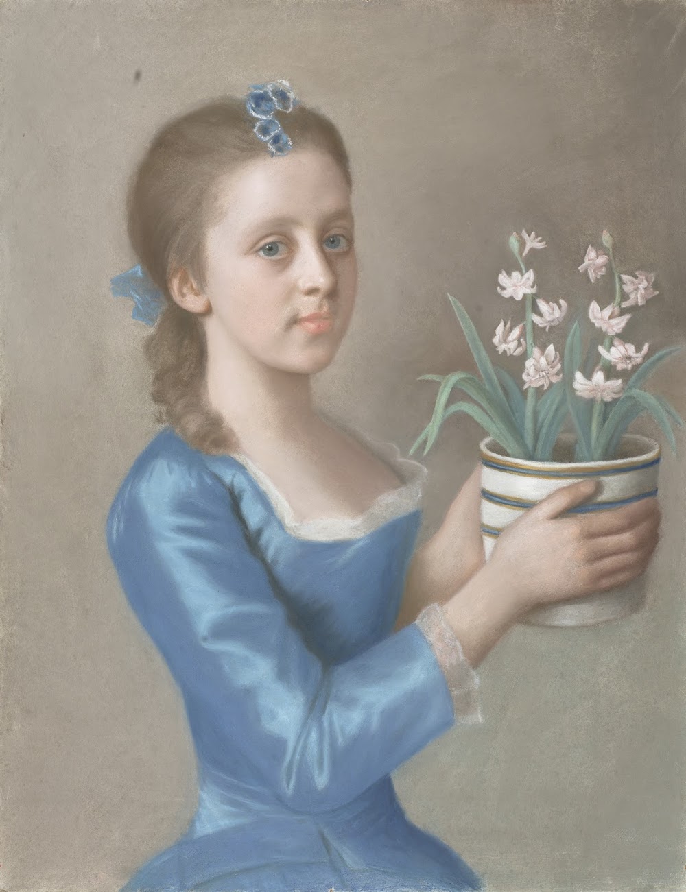 Meisje met een bloempot met hyacinten by Jean-Étienne Liotard