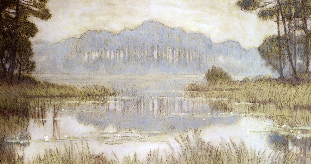 Landscape With Overgrown Pond by Jean Francis Auburtin