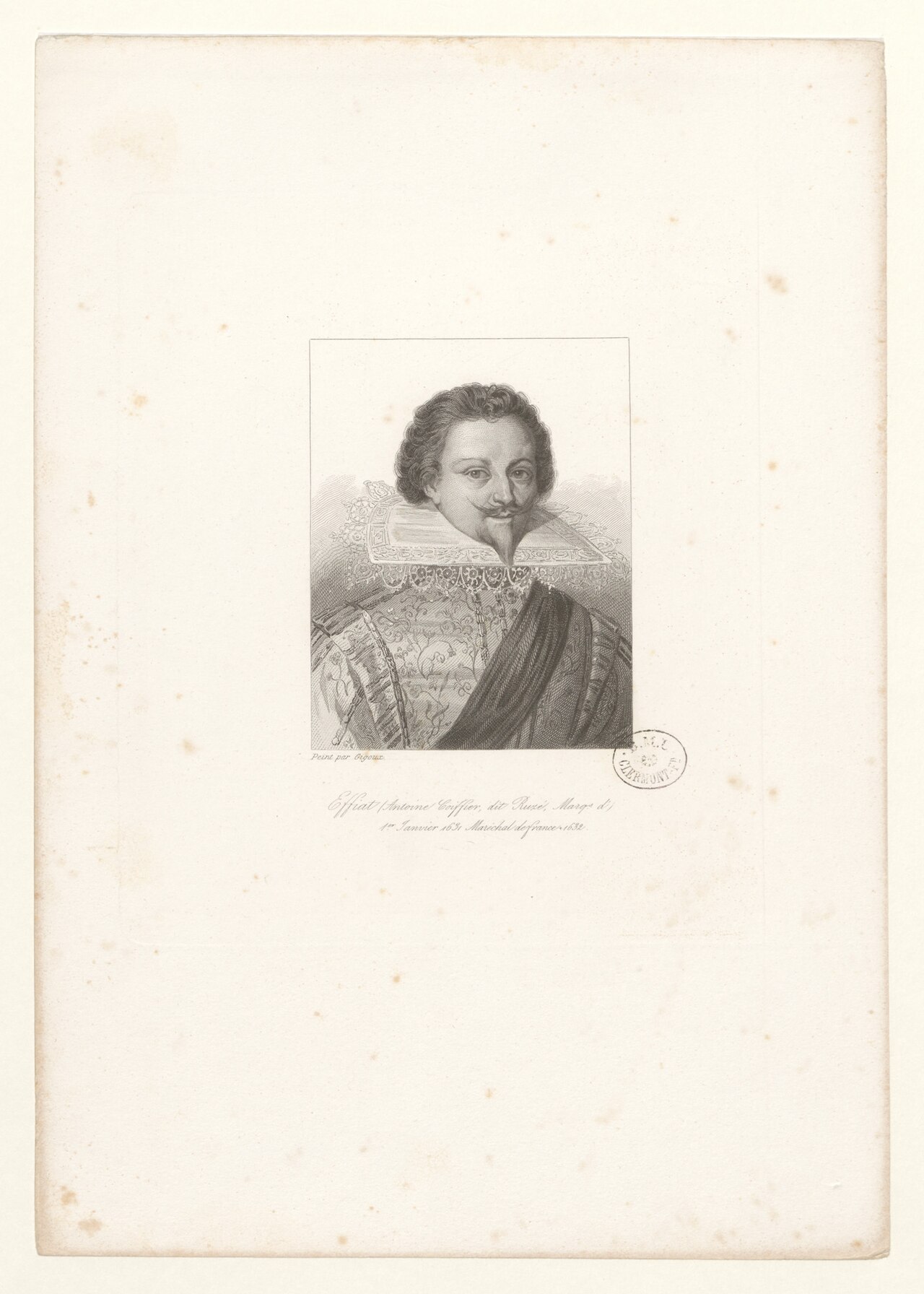 Effiat (Antoine Coiffier, dit Ruzé, Marqs d') : 1er Janvier 1631 Maréchal de france + 1632 BOYER 953 by Jean Gigoux