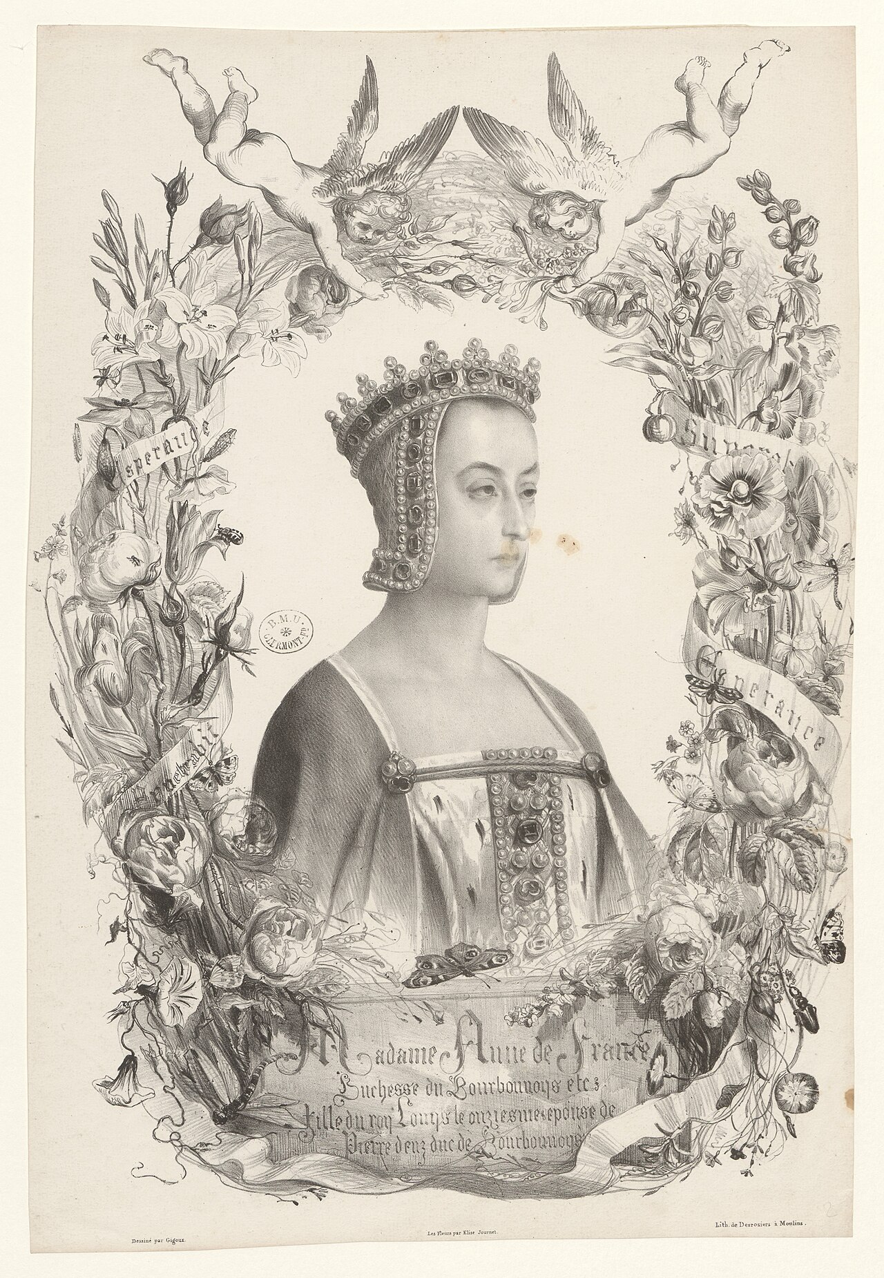 Madame Anne de France, duchesse de Bourbonnoys etc, fille du roy Louys le onziesme, epouse de Pierre deuz duc de Bourbounoys BOYER 411 by Jean Gigoux