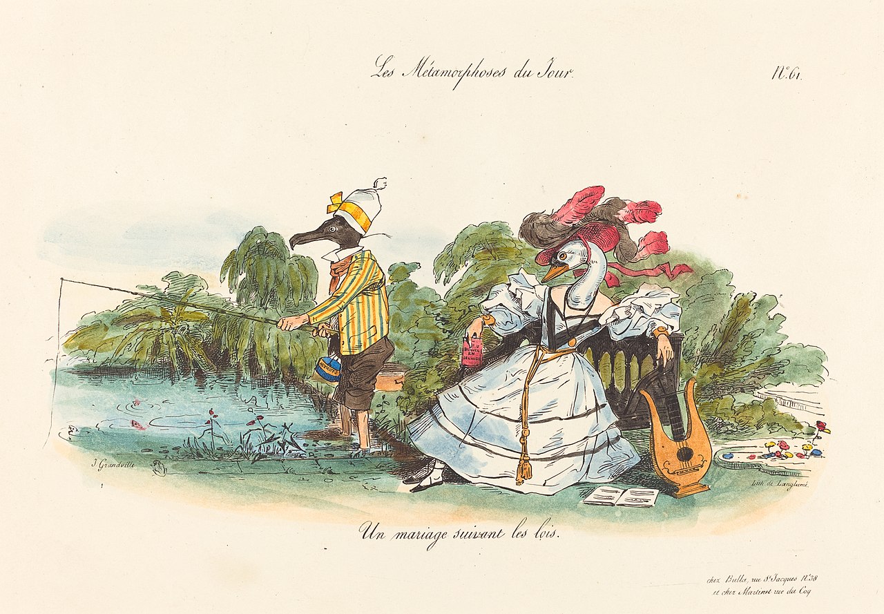 Metamorphoses of the Day: A Conventional Marriage by Jean Ignace Isidore Gérard Grandville