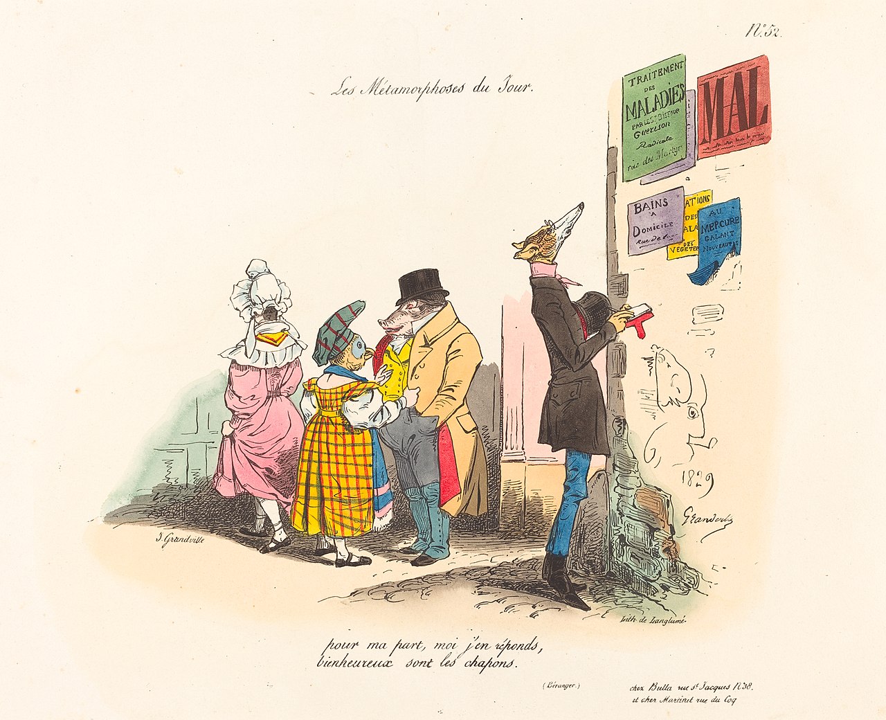 Metamorphoses of the Day: Regrets, or Never till the Next Time by Jean Ignace Isidore Gérard Grandville
