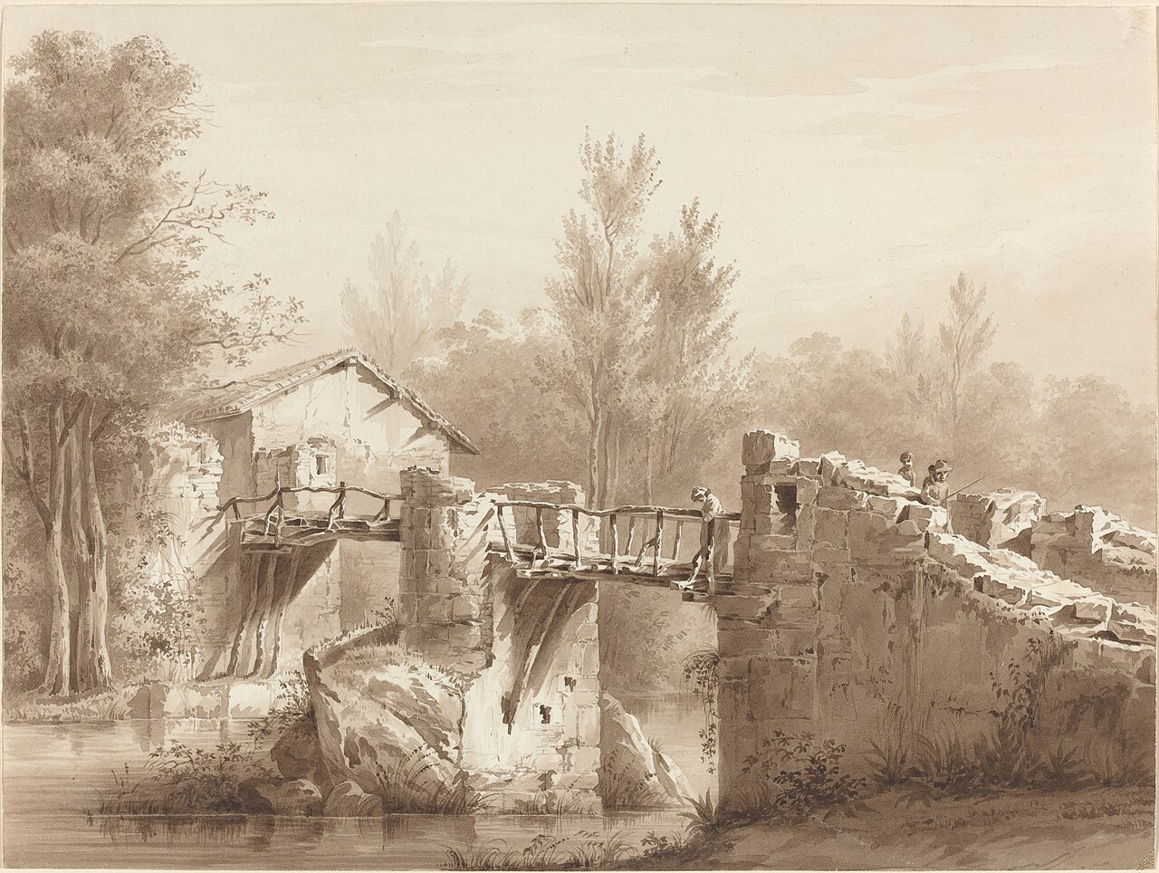 A Country Road across an Ancient Bridge by Jean-Jacques de Boissieu