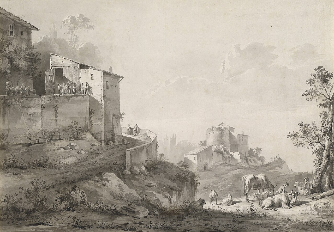 A Sunlit Landscape with Hilltop Houses by Jean-Jacques de Boissieu