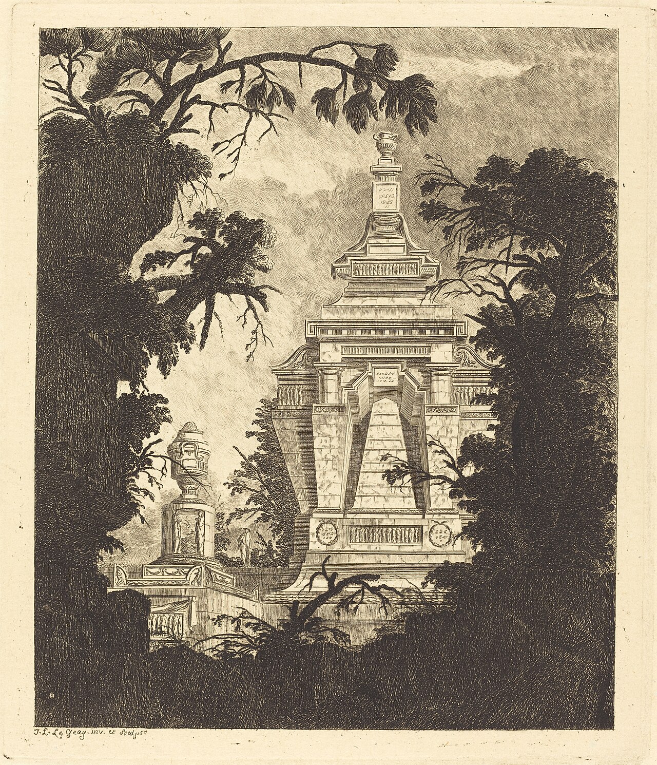 Tomb with Funerary Urn by Jean-Laurent Le Geay
