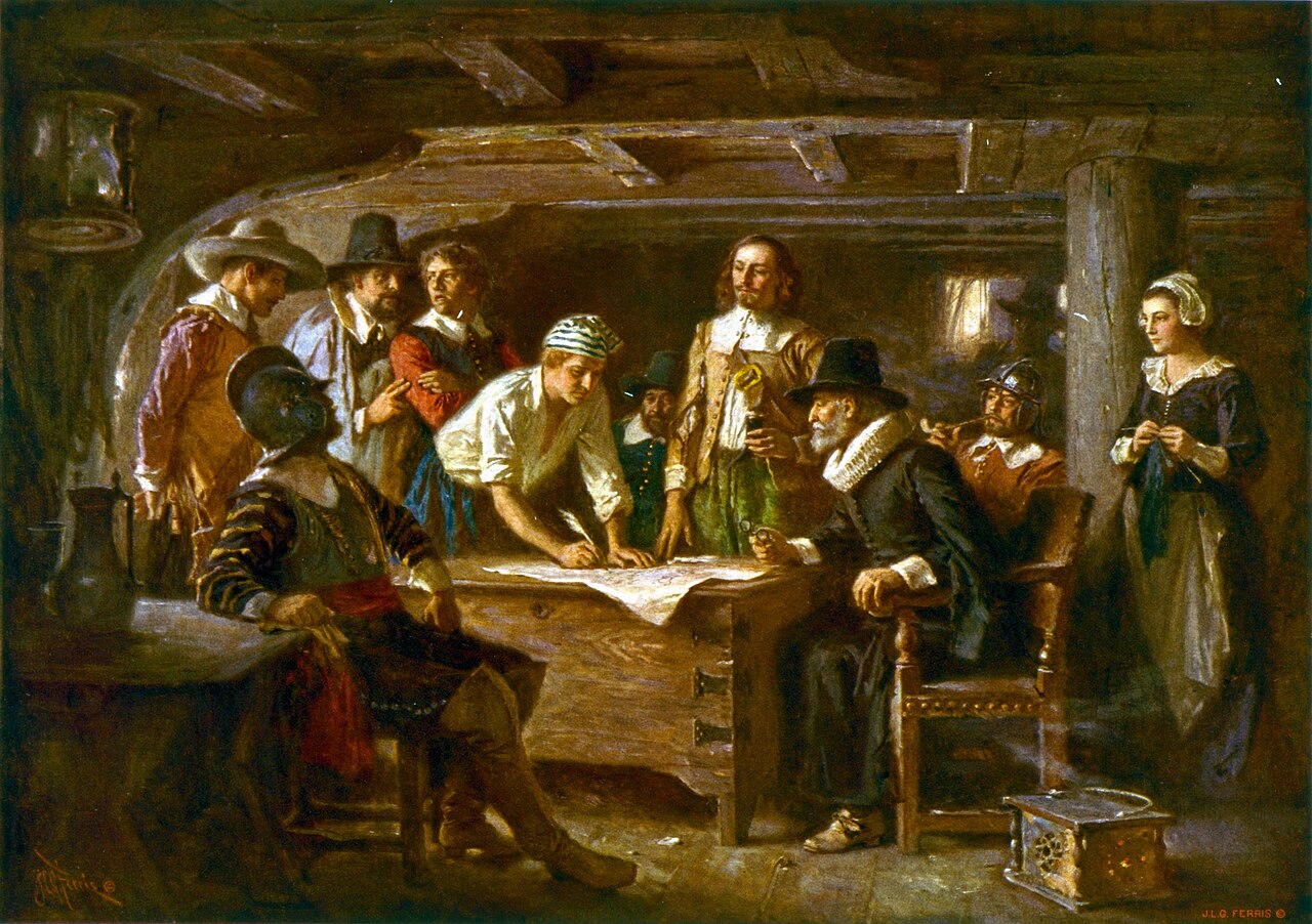 The Mayflower Compact, 1620 by Jean Leon Gerome Ferris