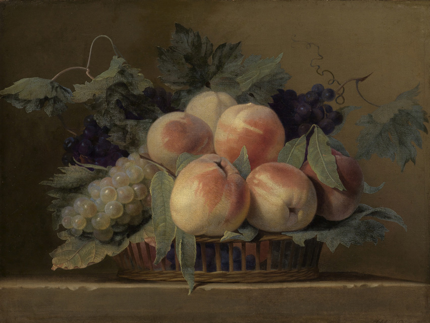 Fruit still life with grapes and peaches by Jean-Michel Picart