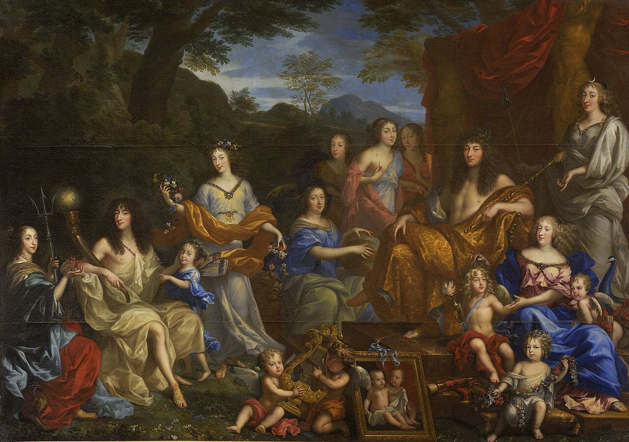 Mythological portrait of Louis XIV and the royal family by Jean Nocret