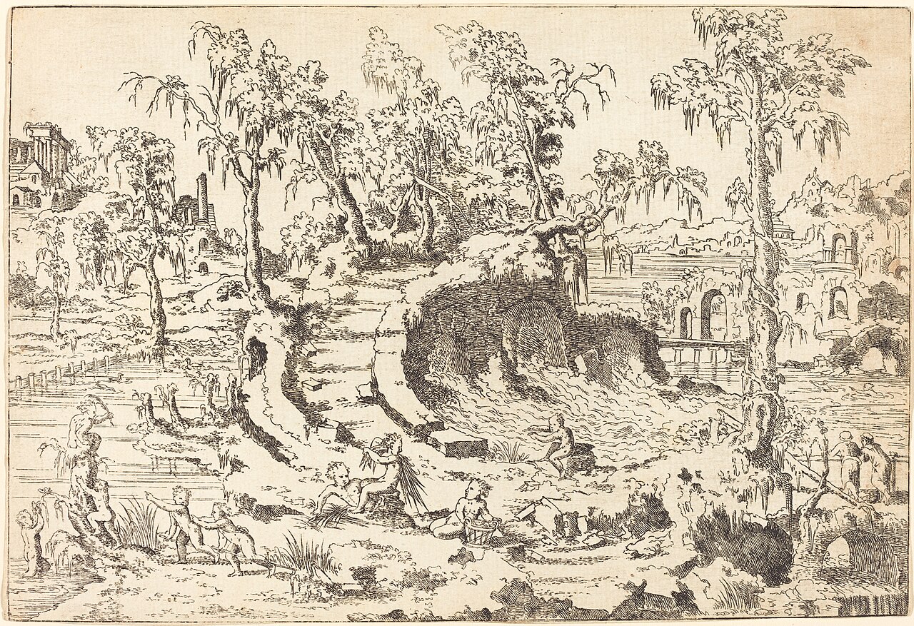 Putti Playing in a Fanciful Landscape by Jehan Cousin the Younger