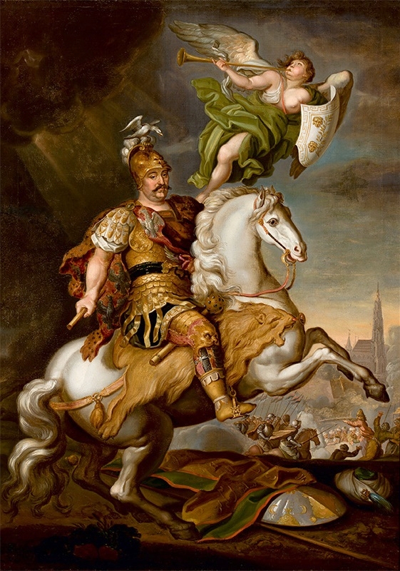 John III Sobieski at the Battle of Vienna. by Jerzy Siemiginowski-Eleuter