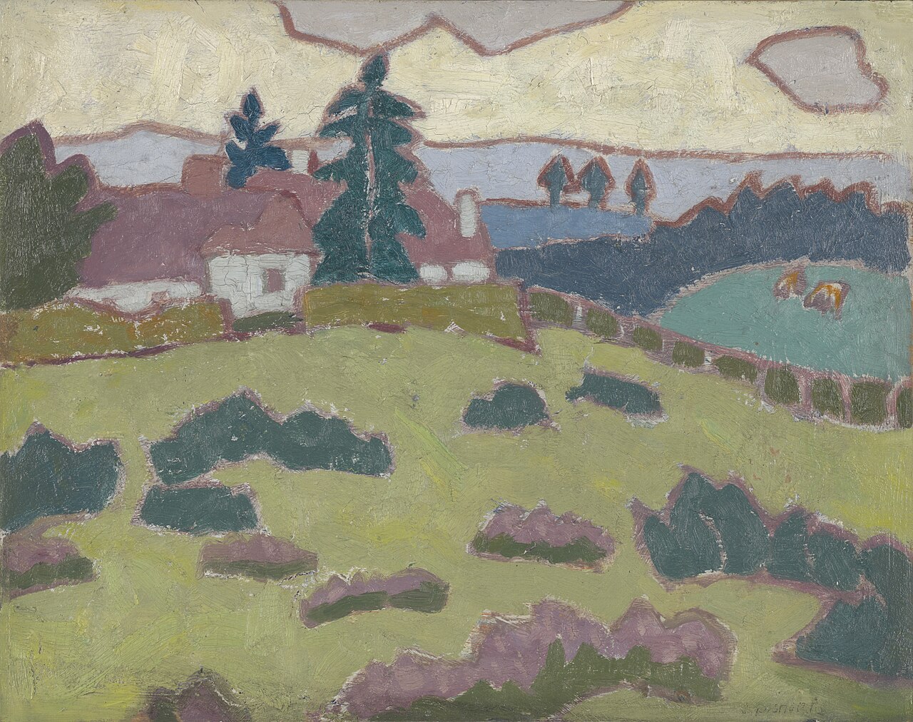 Landscape with Cottages by Jessica Dismorr