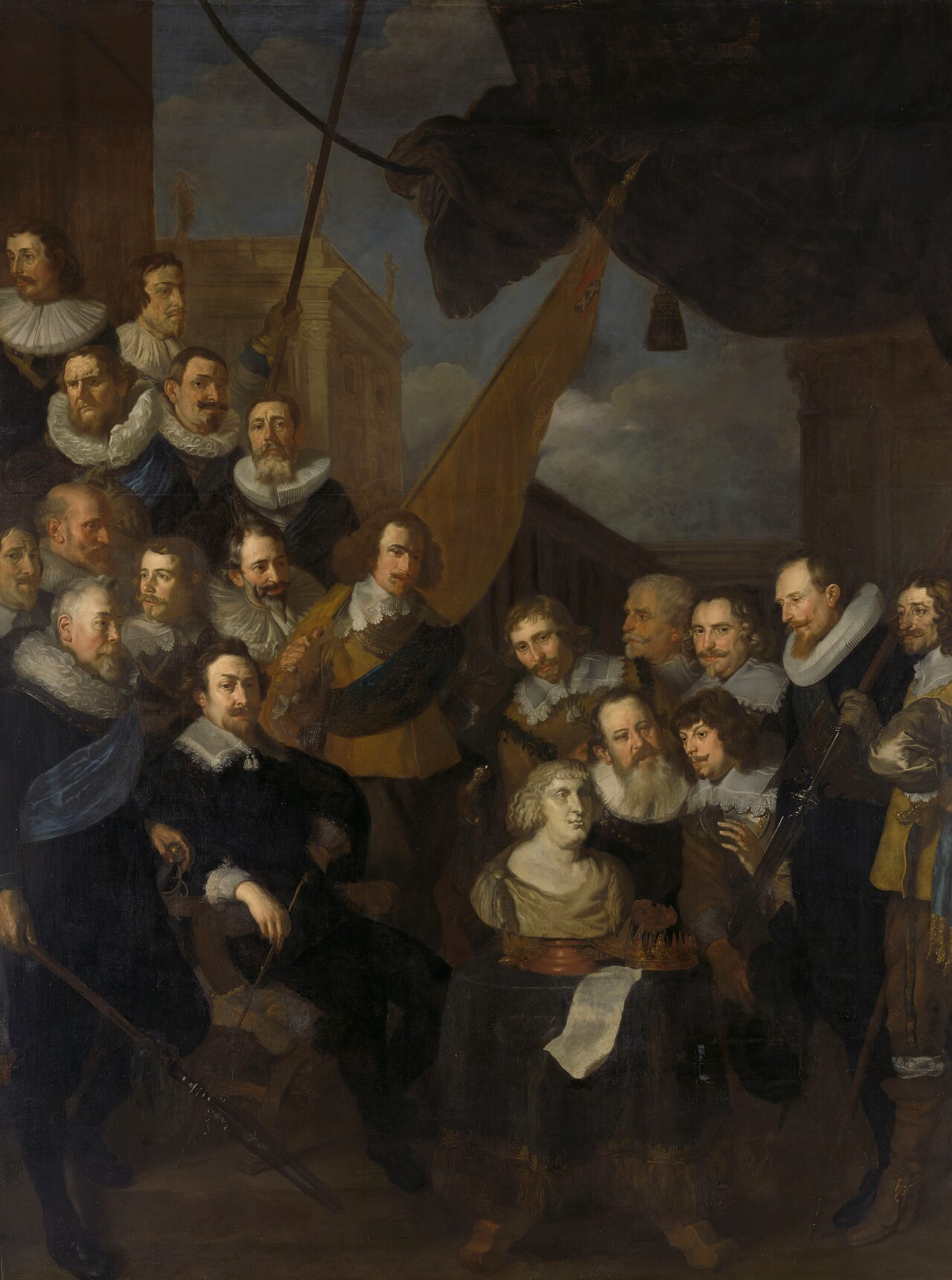 Officers of the militia of departmetn XIX in Amsterdam under the command of Cornelis Bicker and Frederick van Banchem, ready to receive Maria de' Medici in 1638 by Joachim von Sandrart the Elder