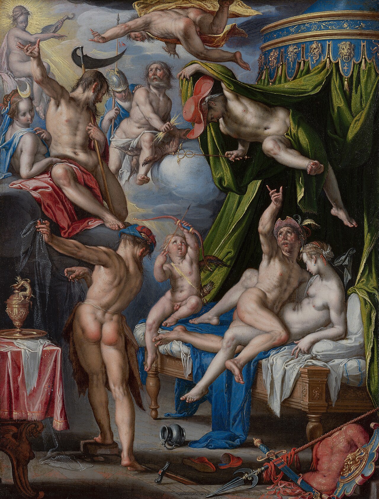 Mars and Venus Surprised by Vulcan. by Joachim Wtewael