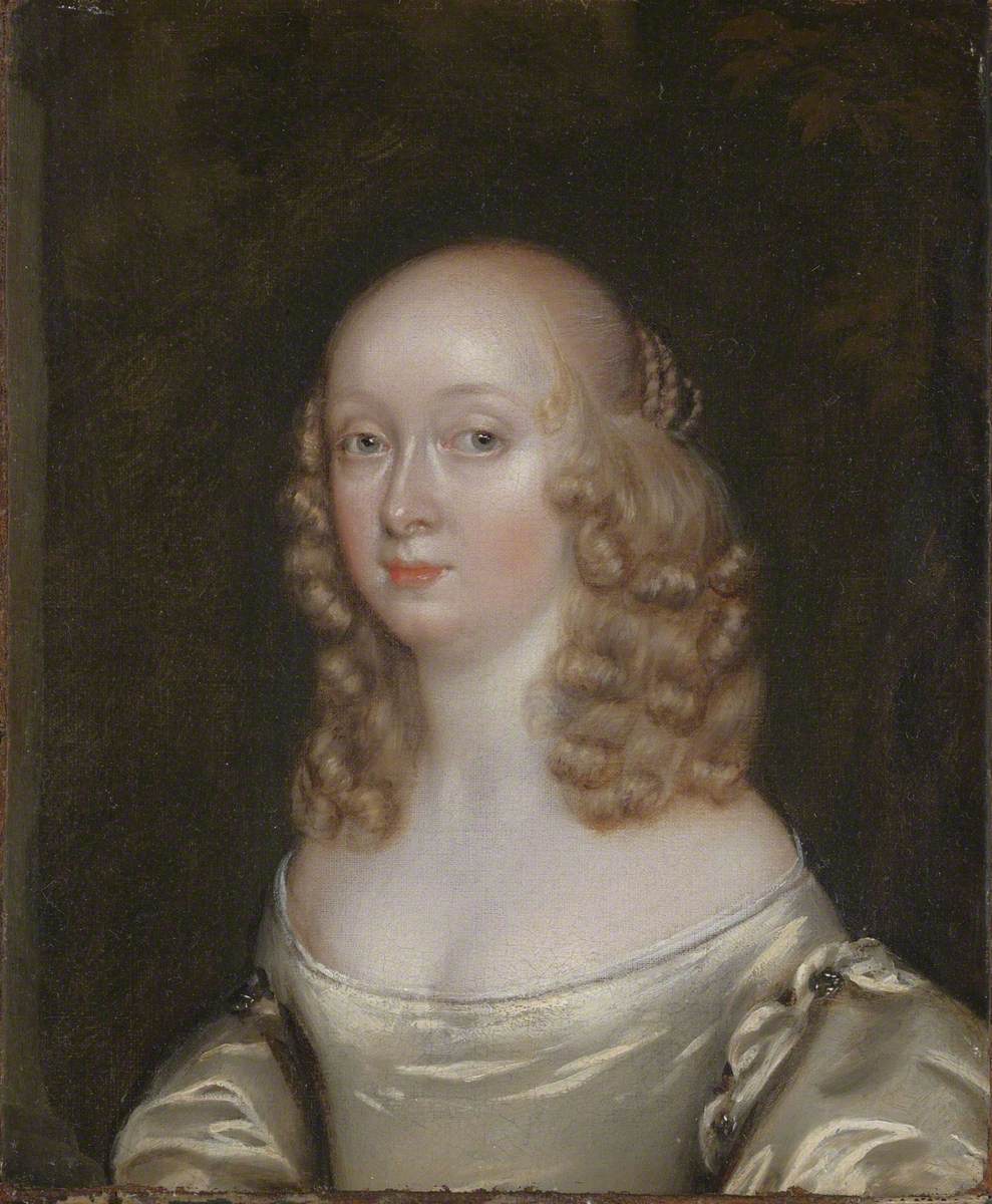 Portrait of a Lady Wearing an Oyster Satin Dress by Joan Carlile