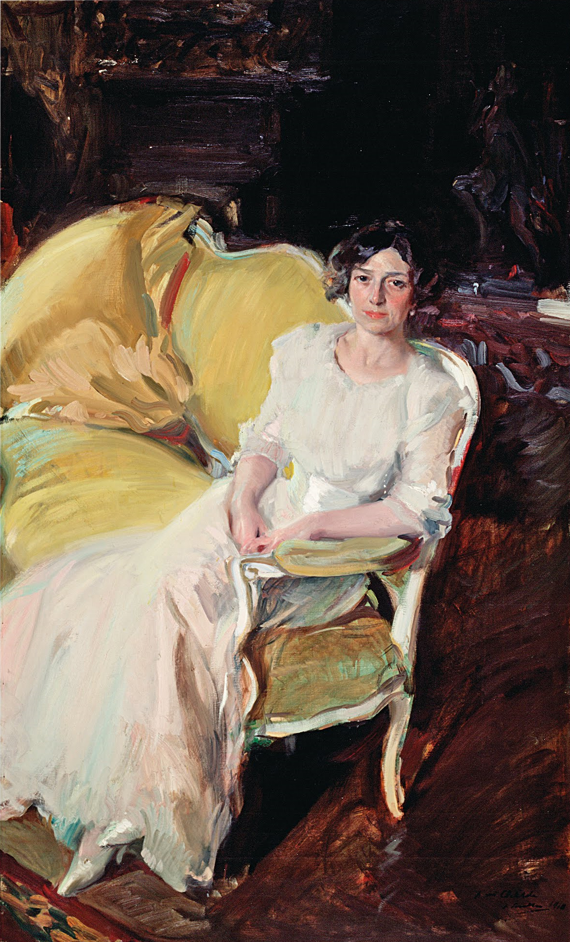 Clotilde seated on the Sofa by Joaquín Sorolla