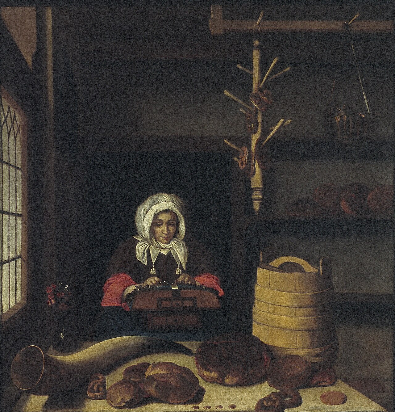Lacemaker in a bakery by Job Adriaenszoon Berckheyde