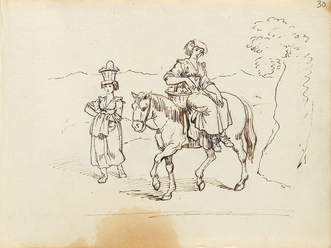 Striding Woman and Woman on Horseback by Johan Gørbitz