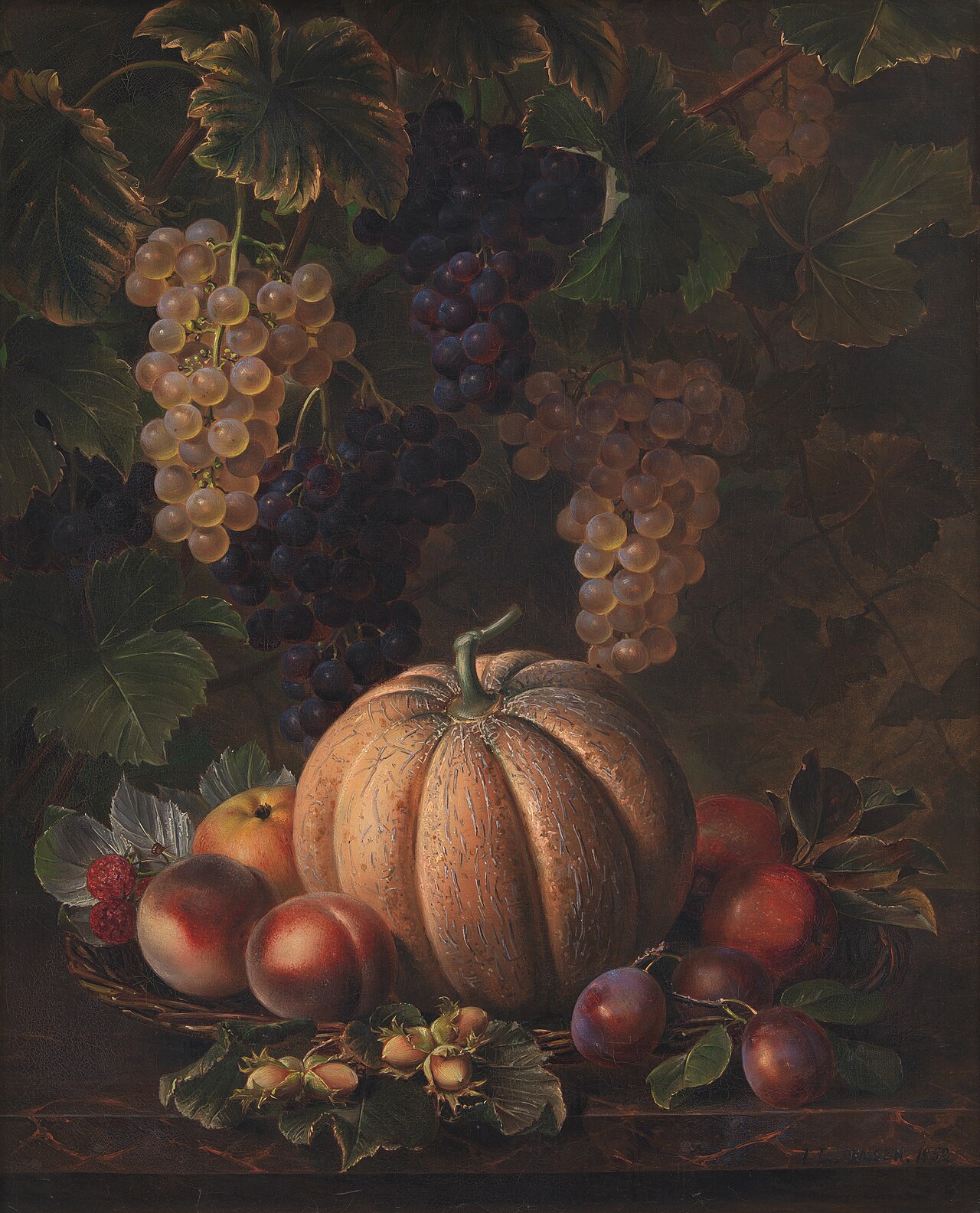 Various Fruits, including Melon and Grapes by Johan Laurentz Jensen