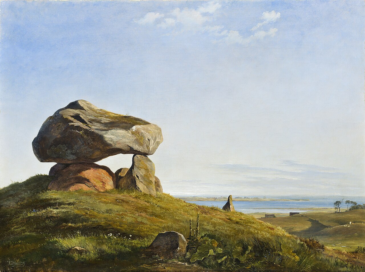 A burial mound from ancient times by Raklev on Refsnæs by Johan Lundbye