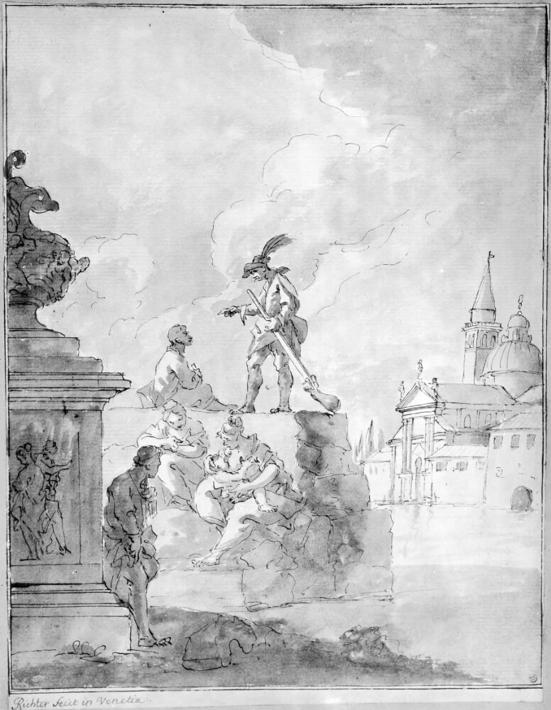 Genre Picture with San Giorgio Maggiore in the Background by Johan Richter