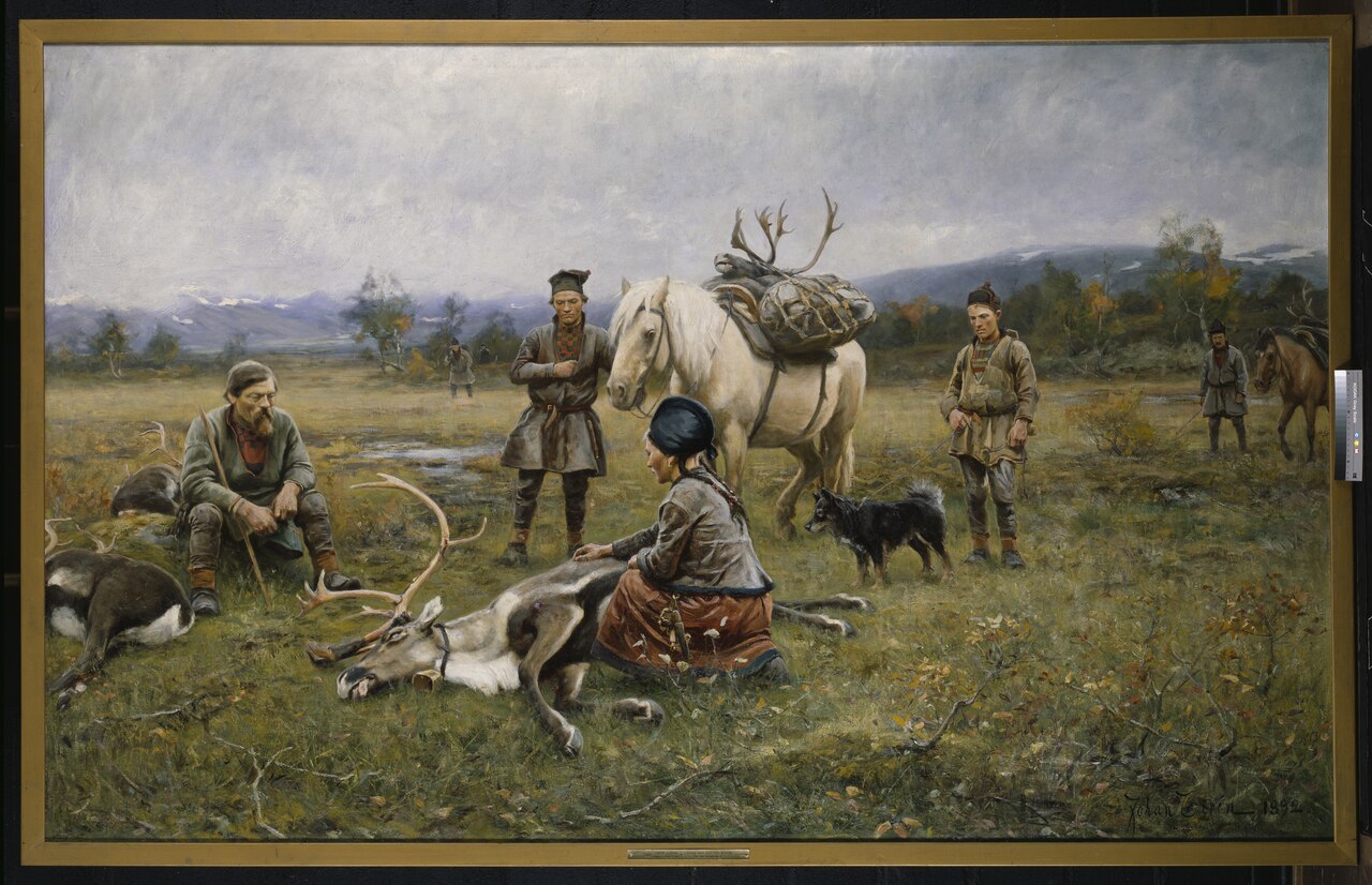 Sami Collecting Reindeer which have Been Shot by Johan Tirén