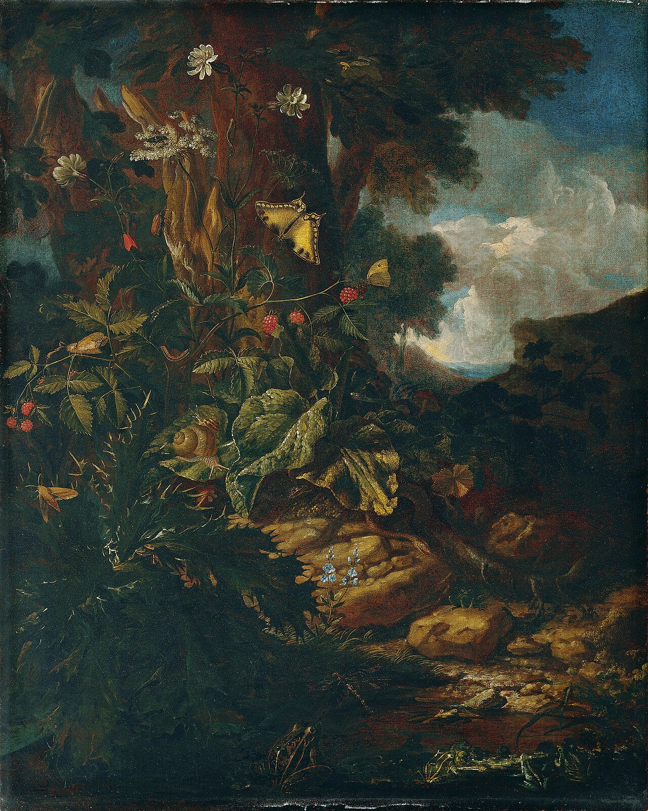 Forest landscape with reptiles and insects (2) by Johann Adalbert Angermayer