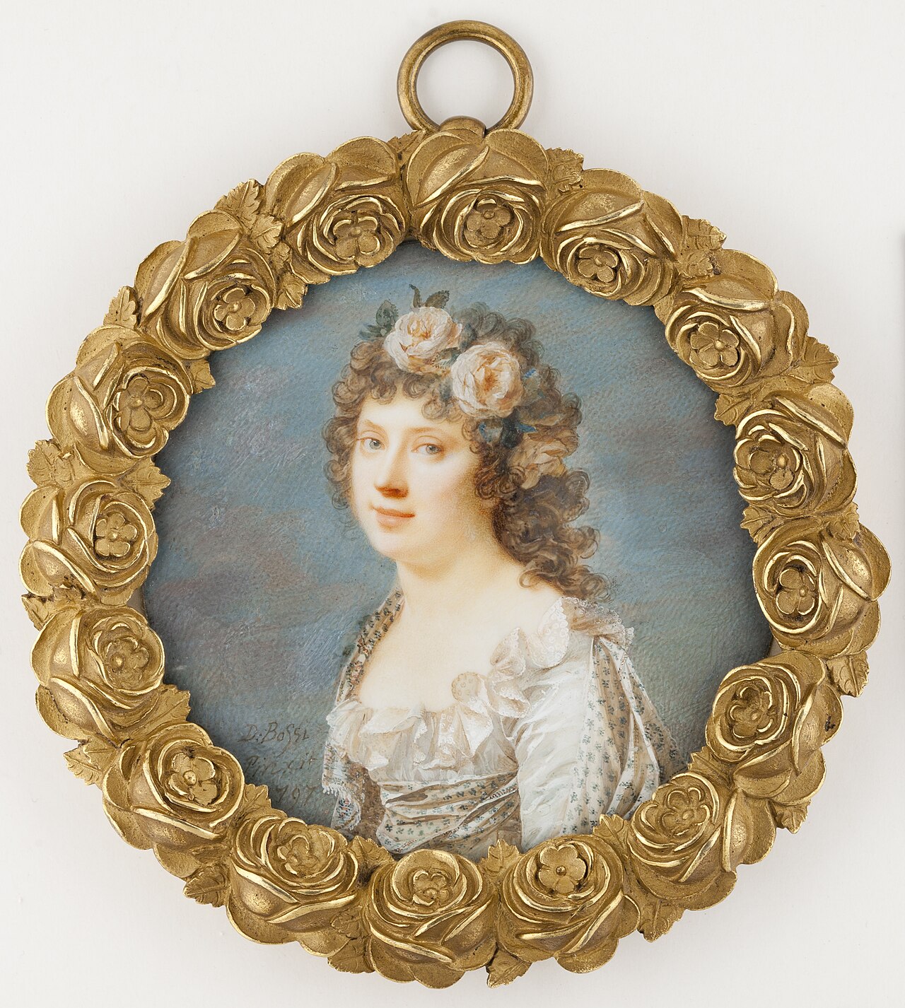 Young women with garland of flowers by Johann Dominik Bossi