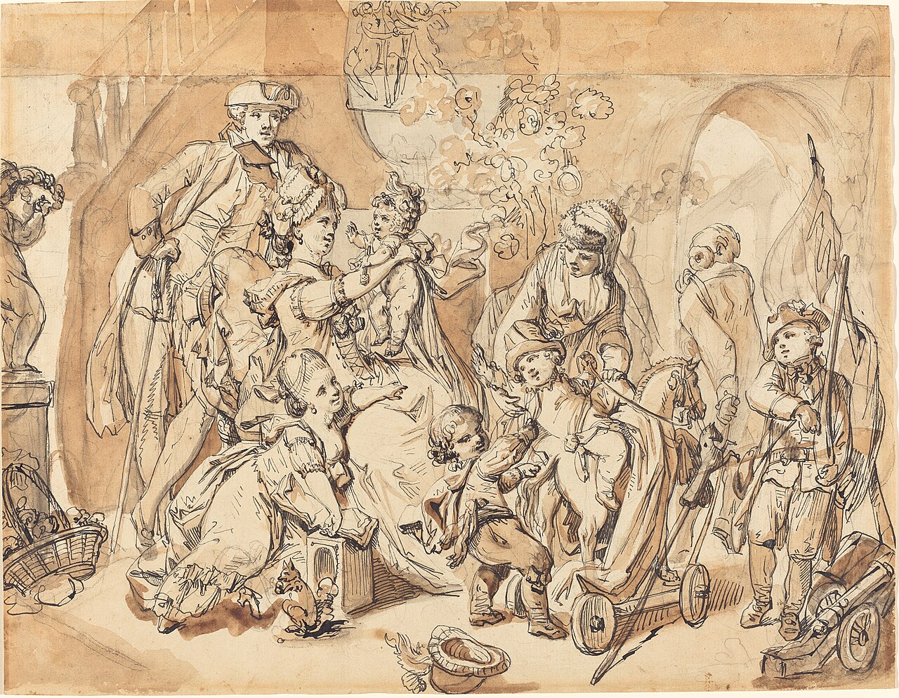 The Happy Family with Children Playing by Johann Eleazar Zeissig