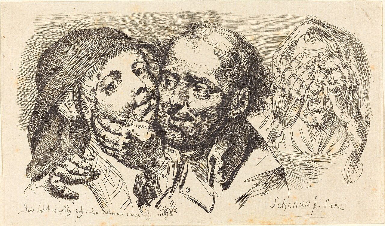 Young Woman Embraced by an Older Man by Johann Eleazar Zeissig