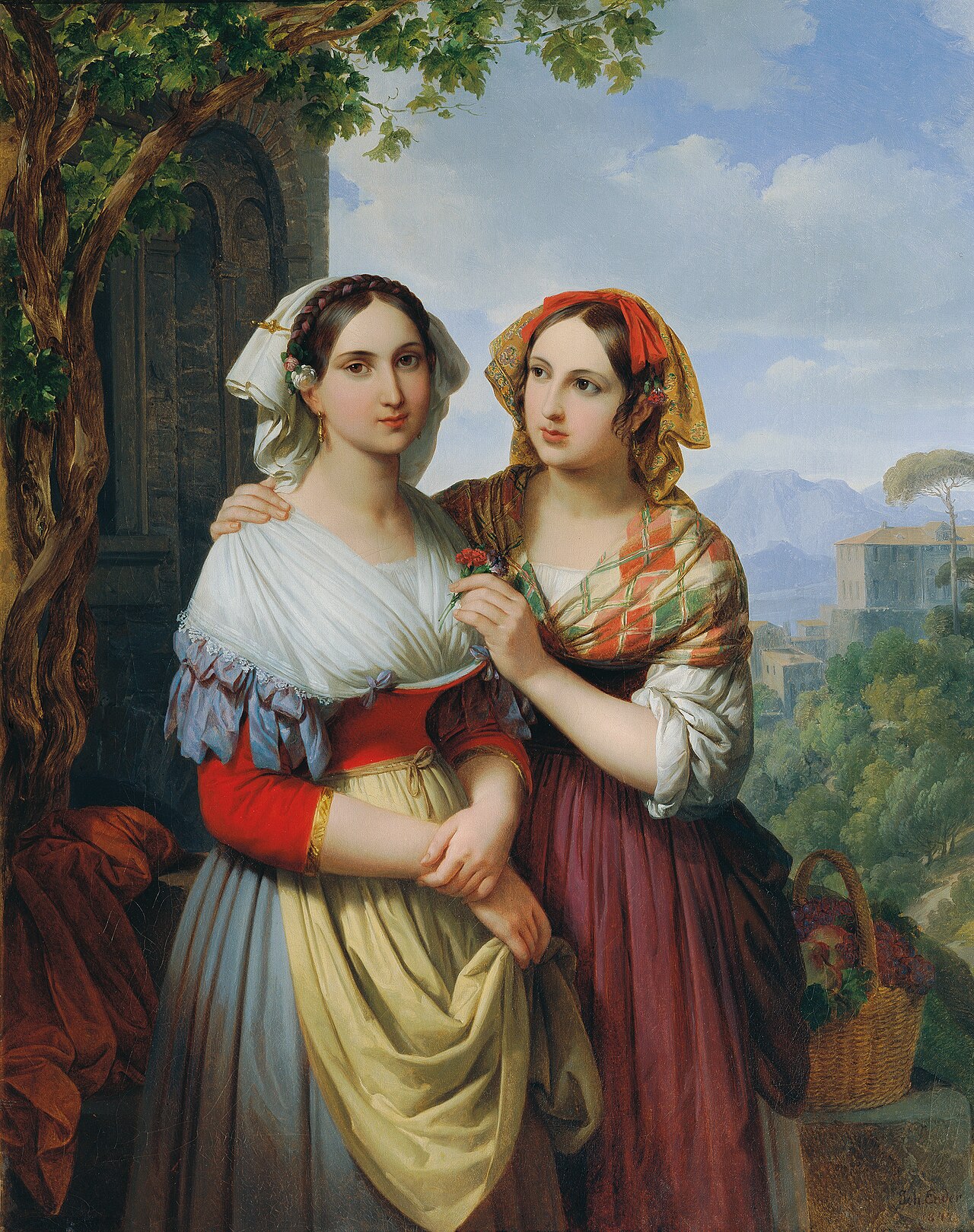 Two Girls in a Landscape by Johann Ender