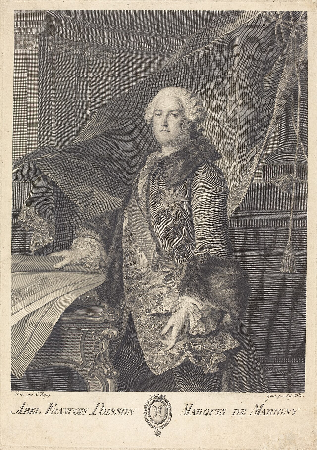Abel Francois Poisson, Marquis de Marigny by Johann Georg Wille