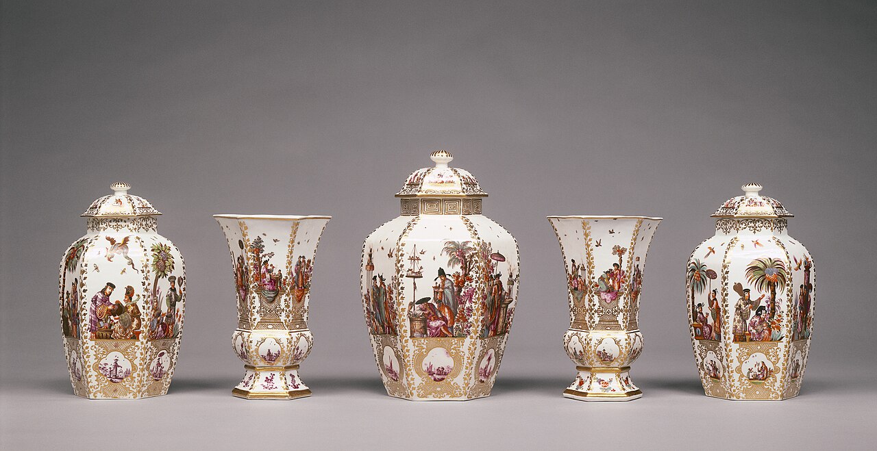 Assembled Set of Five Vases by Johann Gregorius Höroldt