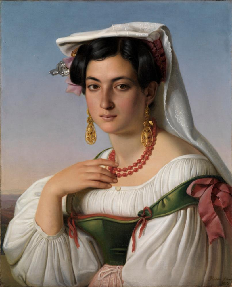 Portrait of Vittoria Caldoni, an Italian model from Albano Laziale by Johann Heinrich Richter