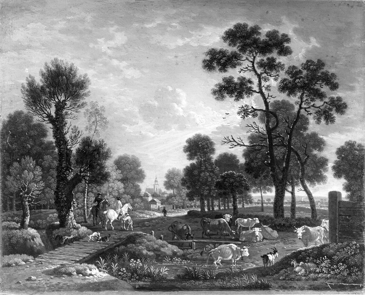 Landscape with Horsemen and Cattle by Johann Heinrich Roos