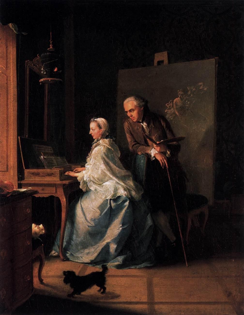 Self-Portrait with his first Wife at the Clavichord by Johann Heinrich Tischbein