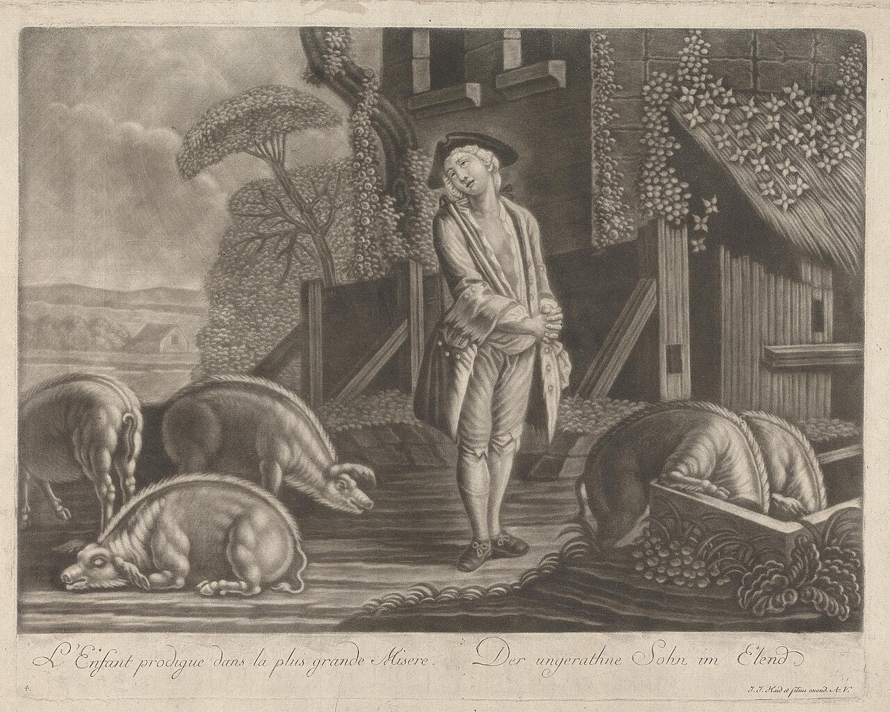 L'Enfant Prodigue dans la plus grande Misere by Johann Jakob Haid
