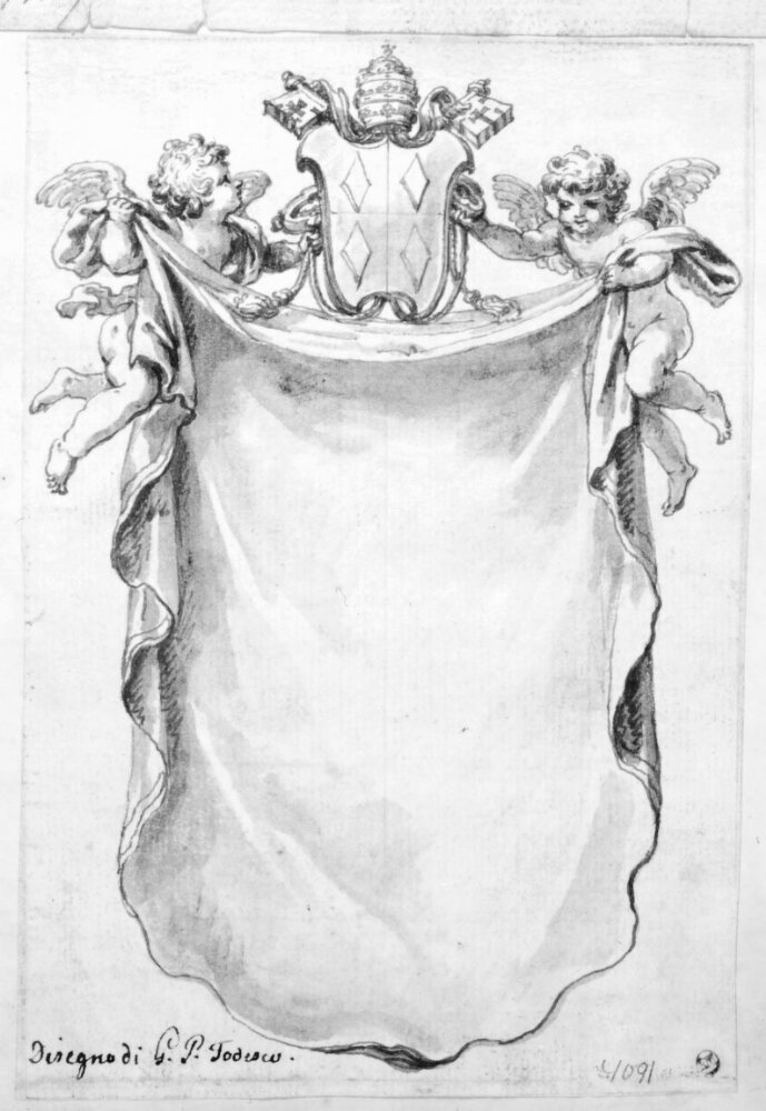 Drapery crowned by the arms of Clement IX (1667-69) by Johann Paul Schor