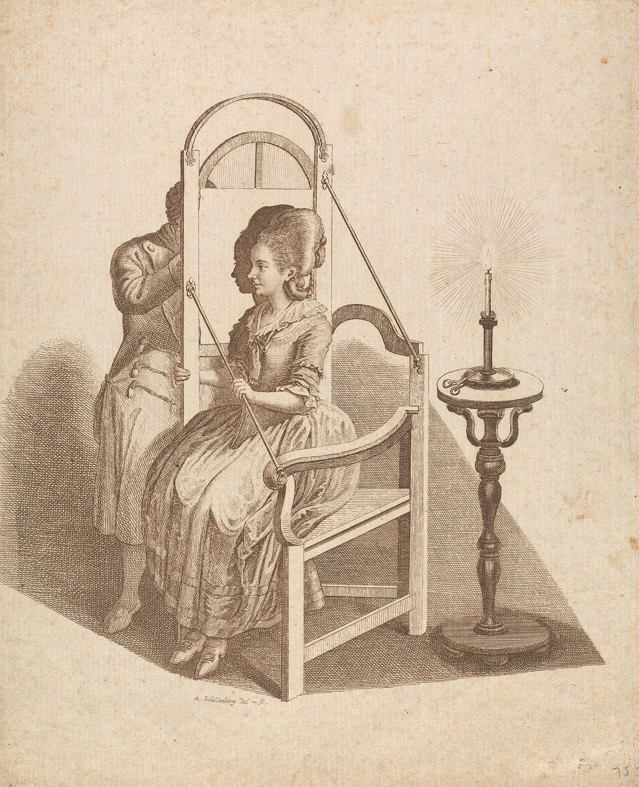 Artist Drawing a Woman's Silhouette by Johann Rudolph Schellenberg