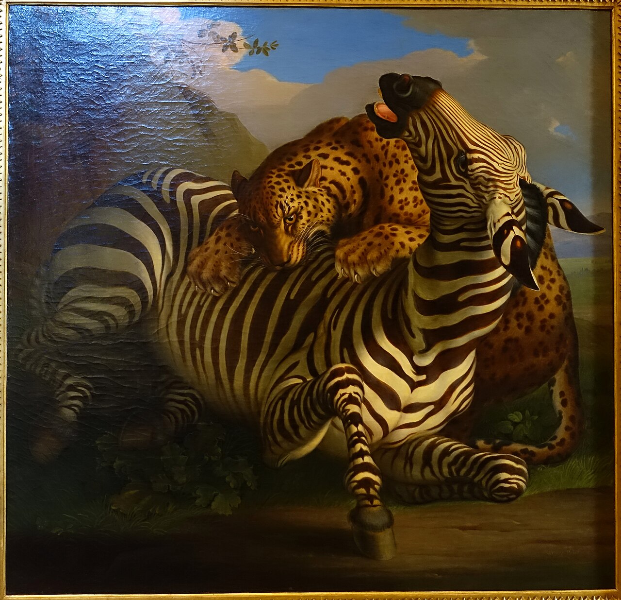 A leopard attacks a zebra by Johann Wenzel Peter