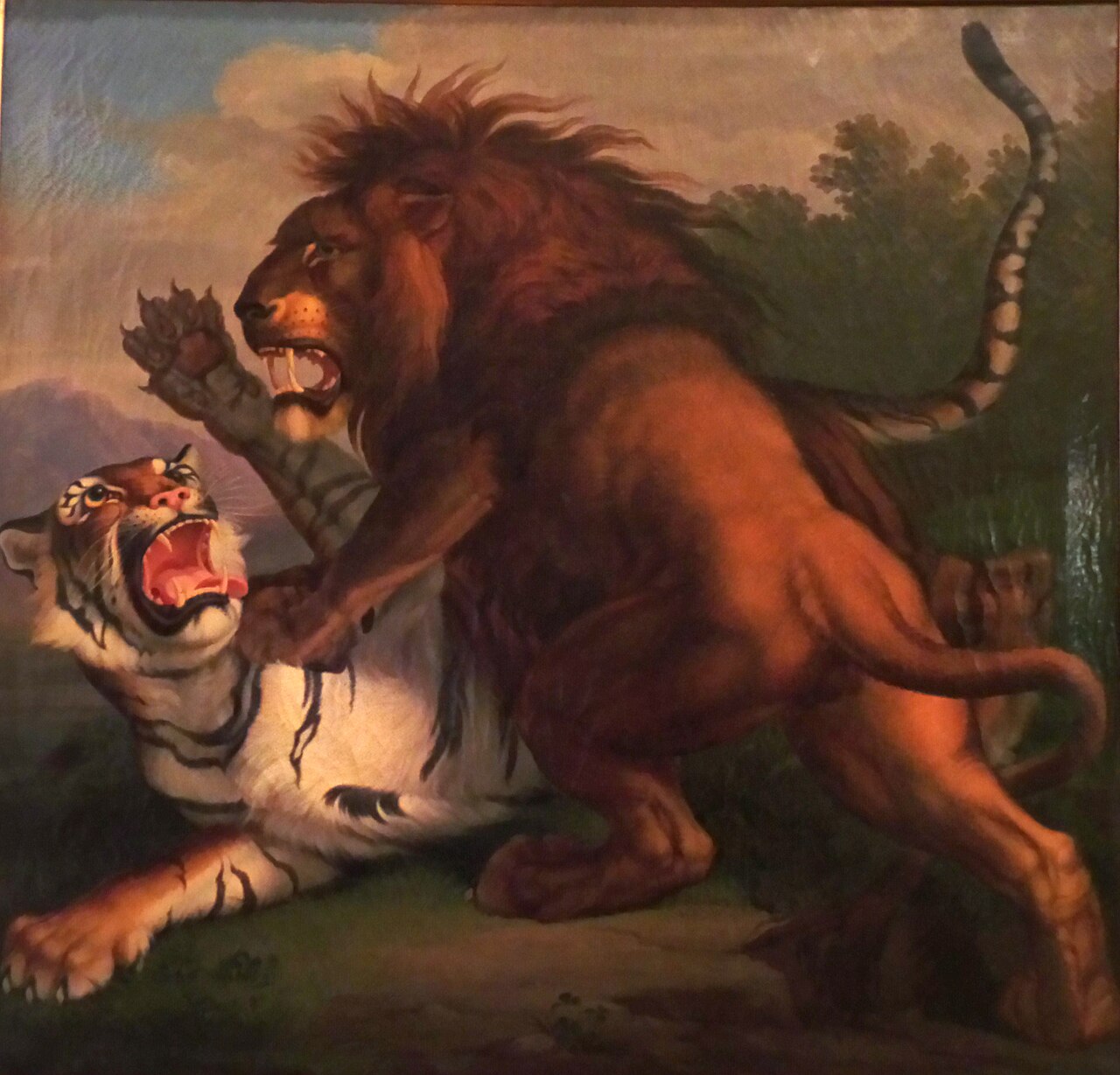 Fight between a lion and a tiger by Johann Wenzel Peter
