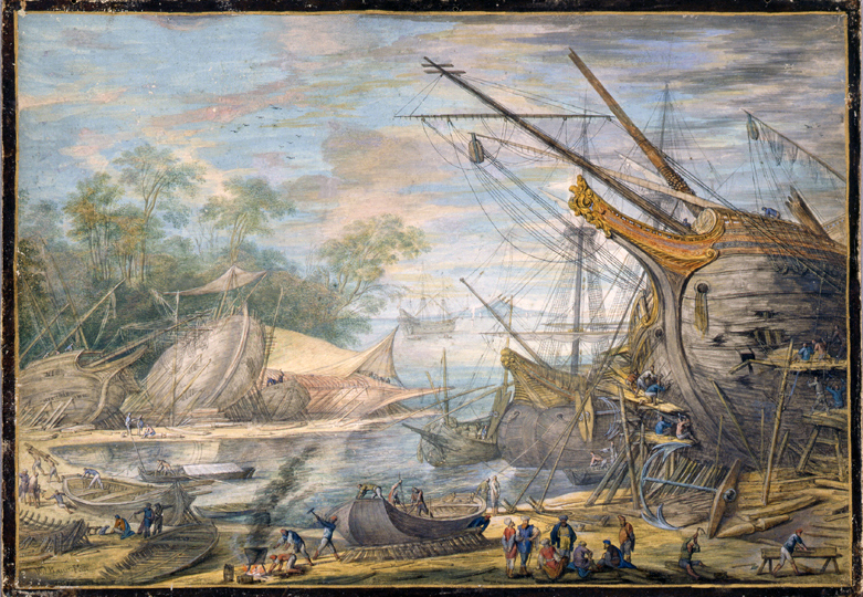 The Shipyard by Johann Wilhelm Baur