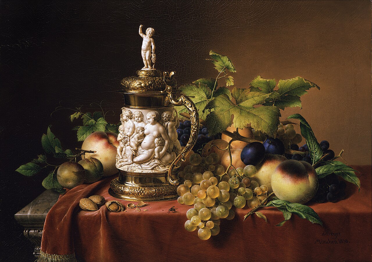Still-life of fruits and ivory tankard by Johann Wilhelm Preyer