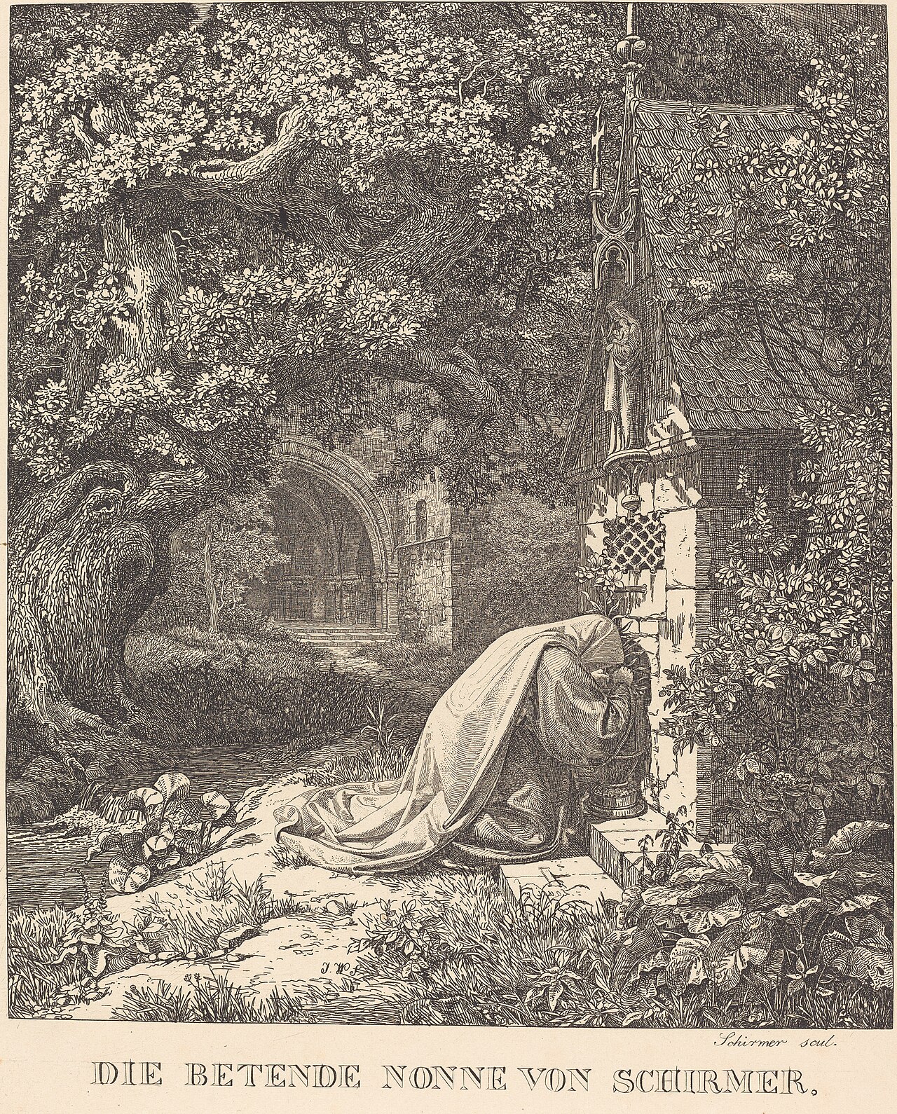 Die betende nonne (The Praying Nun) by Johann Wilhelm Schirmer
