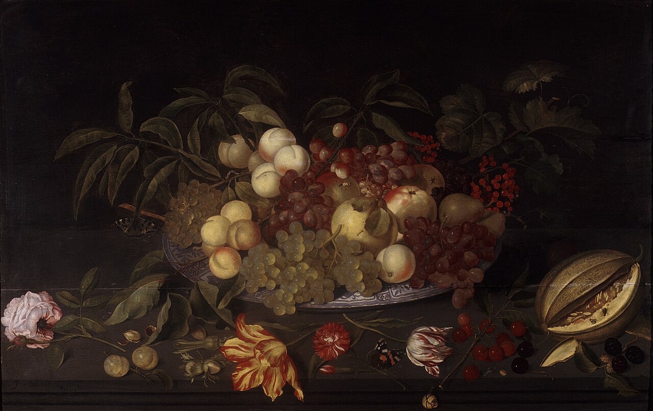 still life: fruit and flowers by Johannes Bosschaert