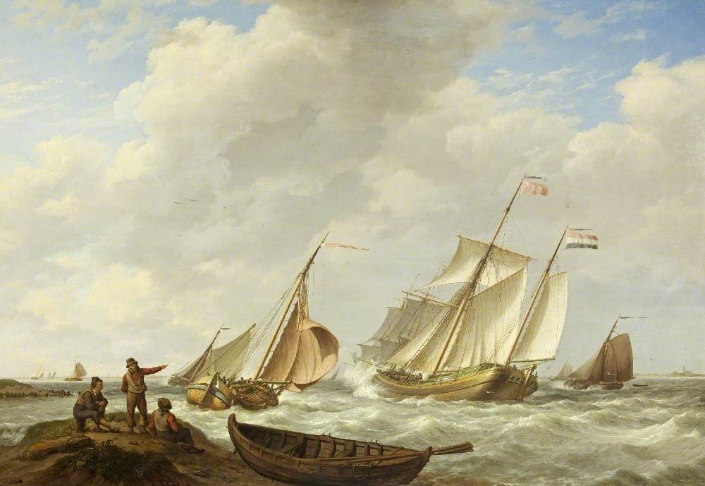 A Breezy Day on the Scheldt by Johannes Hermanus Koekkoek